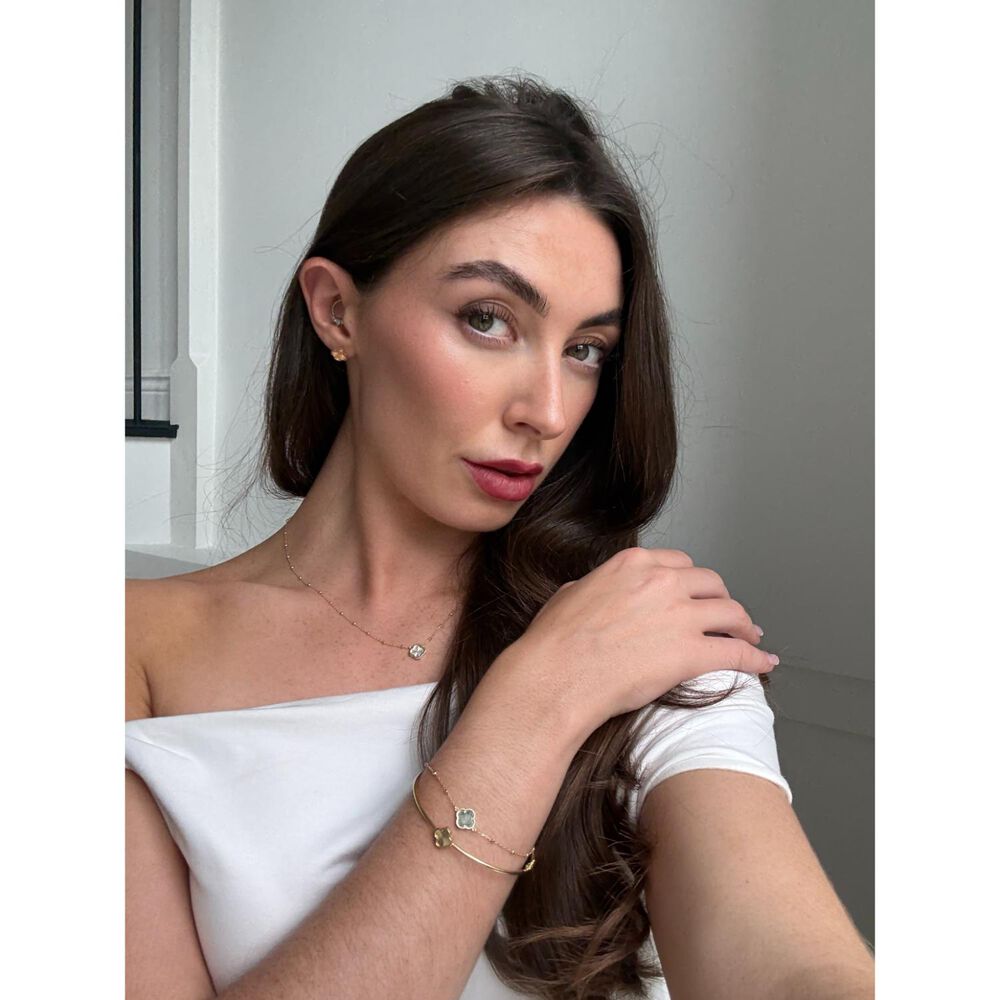 9ct Yellow Gold Iridescent Clover Petal Beaded Necklet