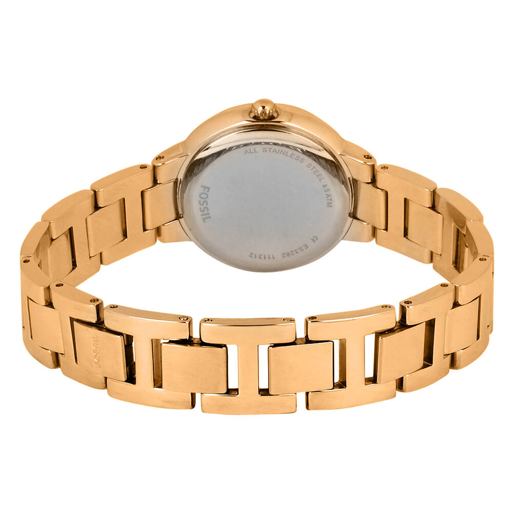 Fossil Virginia 28mm White Dial Rose Gold IP Case Bracelet Watch image number 2