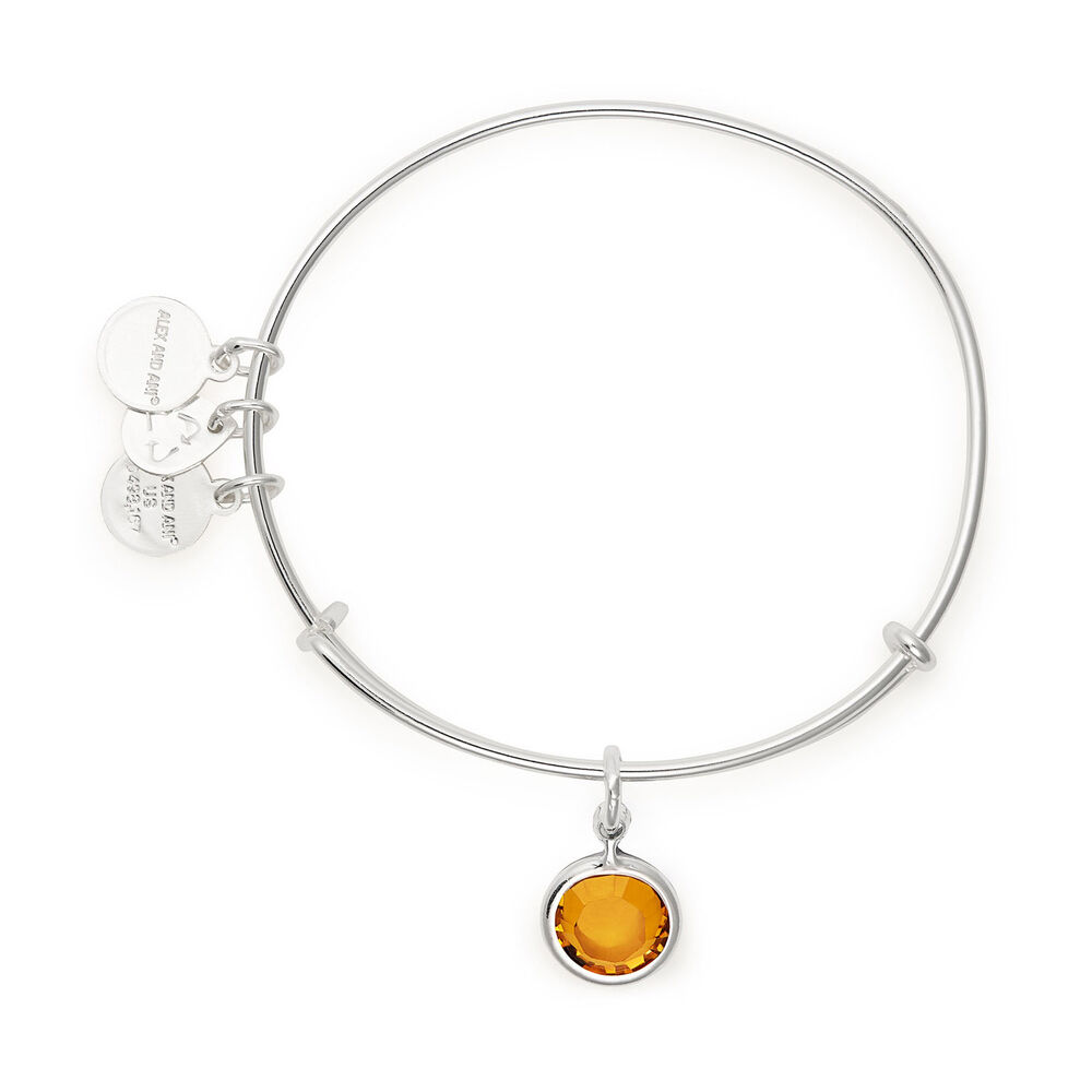 Alex And Ani Silver-Tone Topaz Swarovski Crystal November Birthstone Bangle image number 1