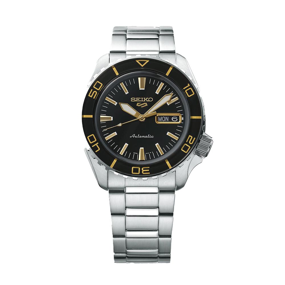 Seiko 5 Sports SKX-SNZH5 Blacktone Redux 42mm Black Dial Steel Bracelet Watch image number 3