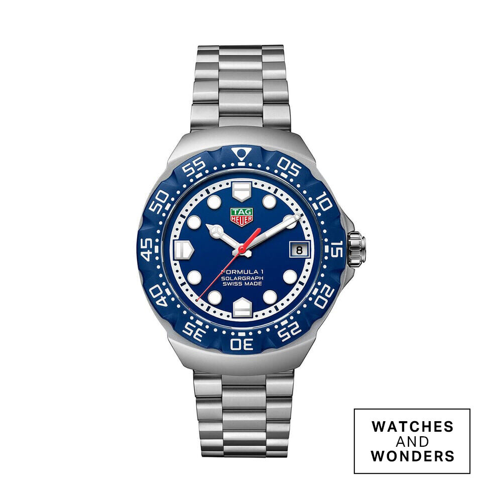 TAG Heuer Formula 1 Solargraph 38mm Blue Dial & Bezel Steel Bracelet Watch