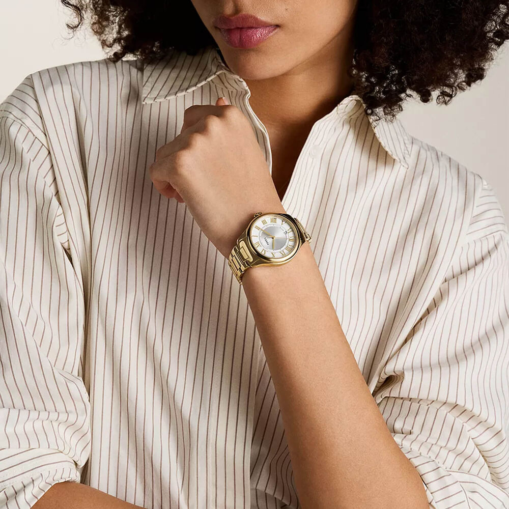 Fossil Gilmore 38mm Silver Dial Gold Tone Stainless Steel Bracelet Watch image number 4