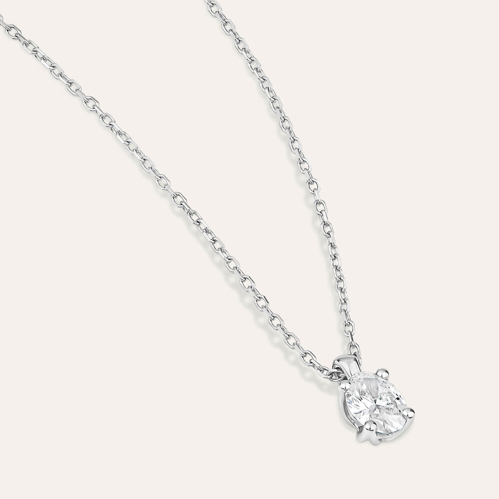 Born 9ct White Gold 0.30ct Lab Grown Oval Diamond Pendant