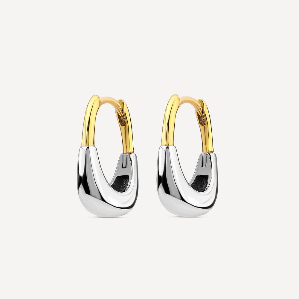 Yellow Gold Plated Sterling Silver Handbag Hoop Earrings image number 1