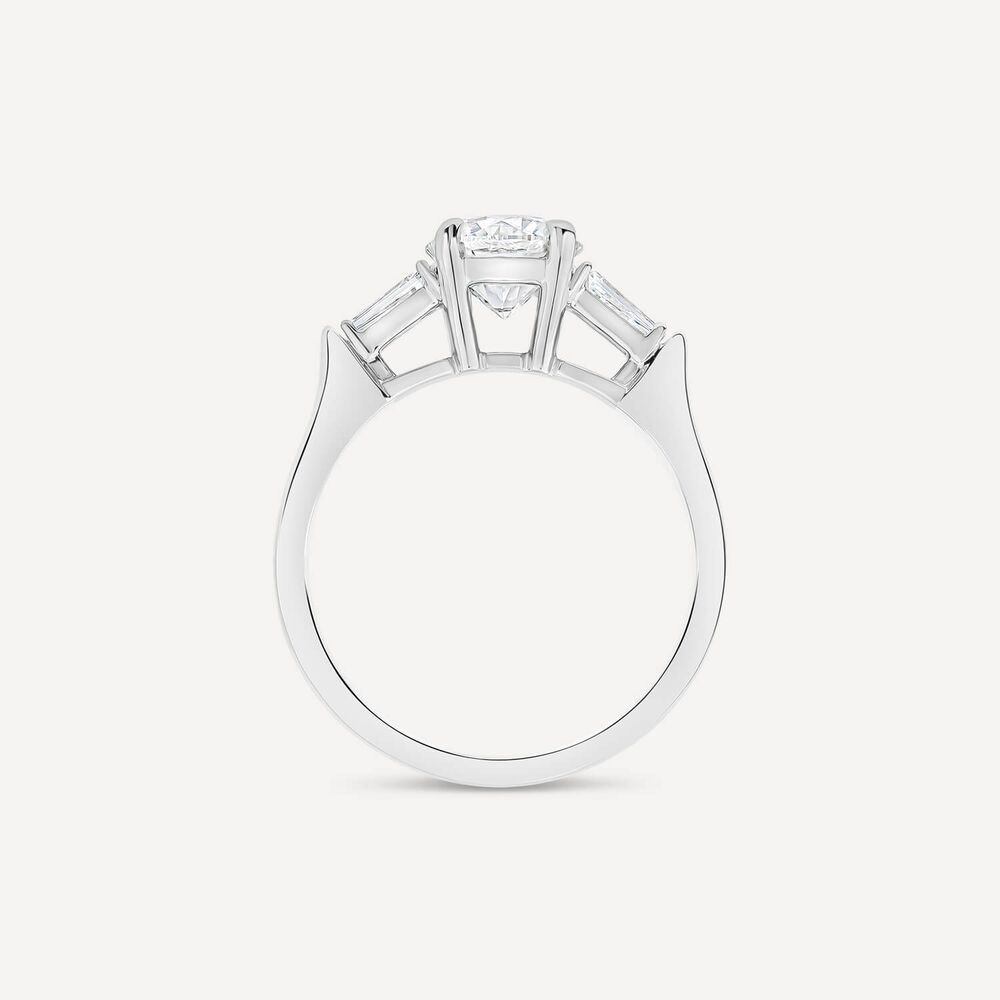 Born Platinum 1.38ct Lab Grown Round Solitaire & Baguette Diamond Sides Ring image number 1