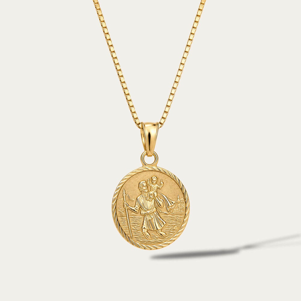 Yellow Gold Plated Sterling Silver St Christopher Medal Pendant