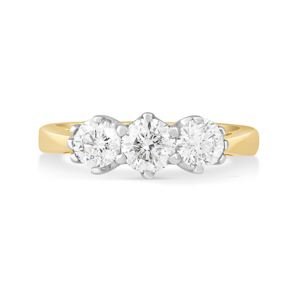 Ladies 18ct Gold 3 Stone Diamond Engagement Ring image number 1