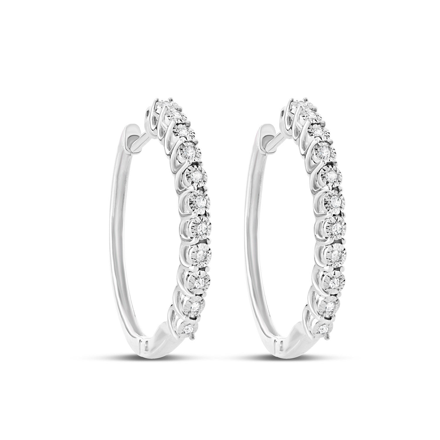 White gold store hooped earrings