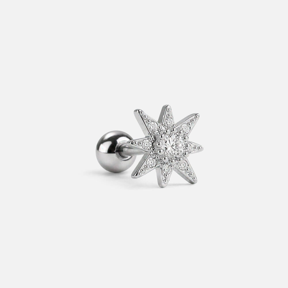Sterling Silver Cubic Zirconia Star Single Earring