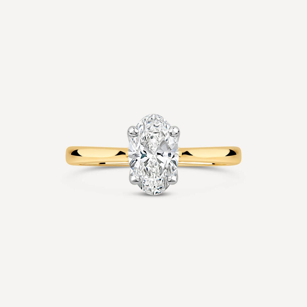 Born 18ct Yellow Gold 1ct Lab Grown Solitaire Oval Diamond Ring image number 1