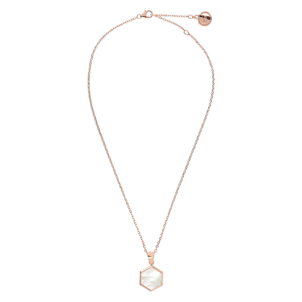 Bronzallure Hexagonal 15MM Flat Gemstone Pendant Necklace image number 1