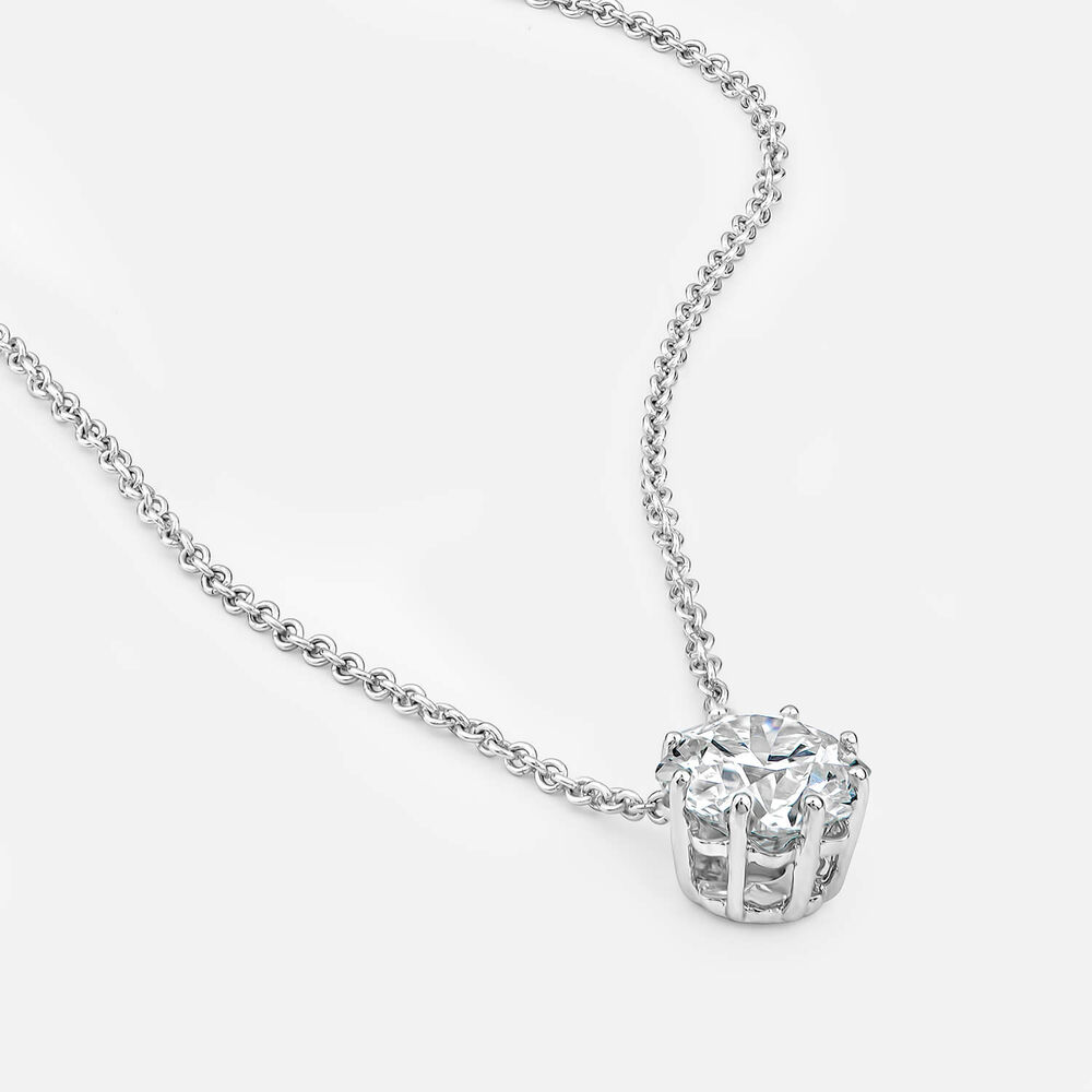 Born Classic 9ct White Gold Lab Grown 1ct Flower Cut Diamond Pendant