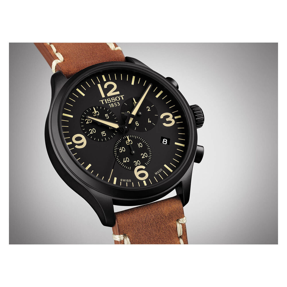 Tissot T-Sport Chrono XL Black Dial and Leather Strap Men's Watch