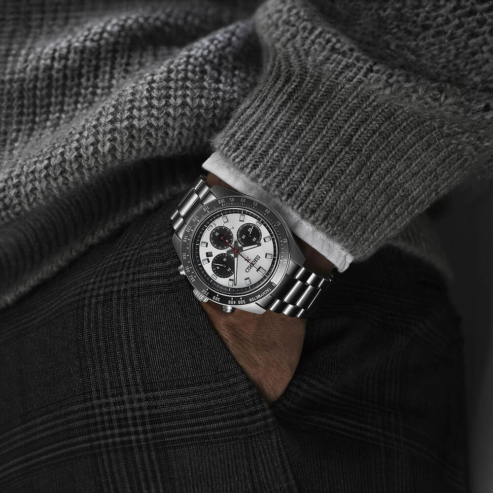 Seiko Prospex Speedtimer 41.4mm Solar Chronograph Black & Grey Bezel Watch image number 5