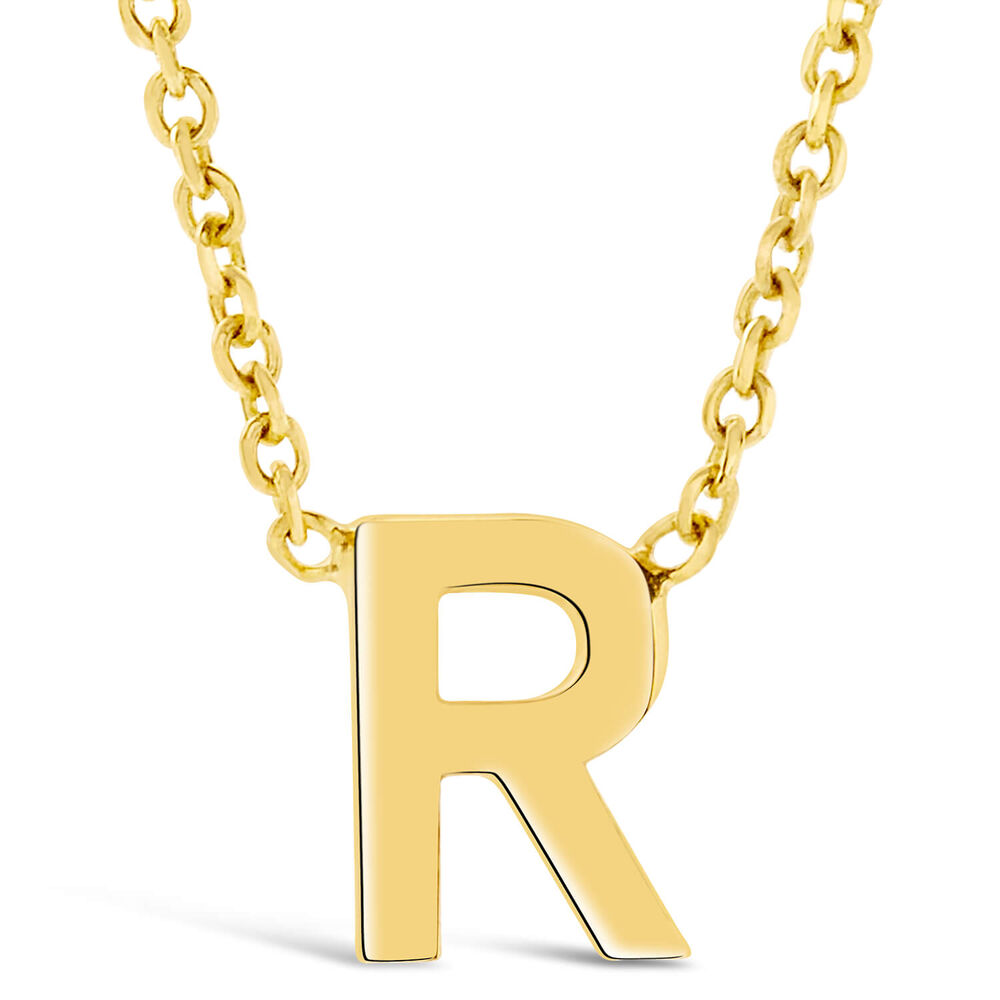 9 Carat Yellow Gold Petite Initial R Necklet (Chain Included)