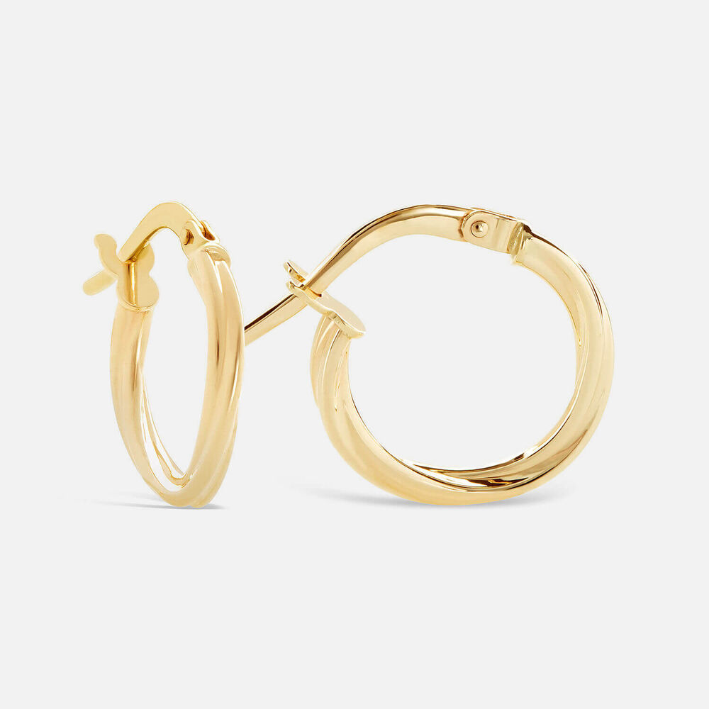 9ct Yellow Gold Polished Twist Hoop Earrings