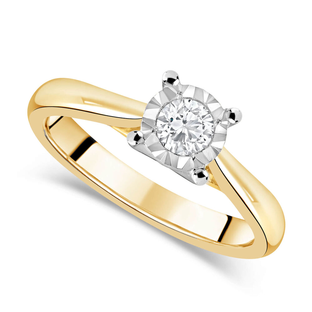 Ladies 9ct Gold Illusion Diamond Solitaire Engagement Ring