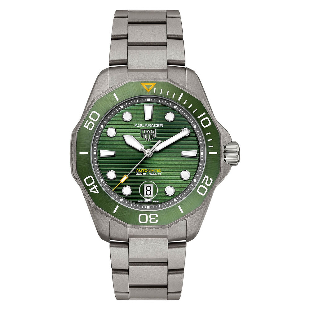 TAG Heuer Aquaracer 43mm Green Dial Green Bezel Titanium Case Bracelet Watch