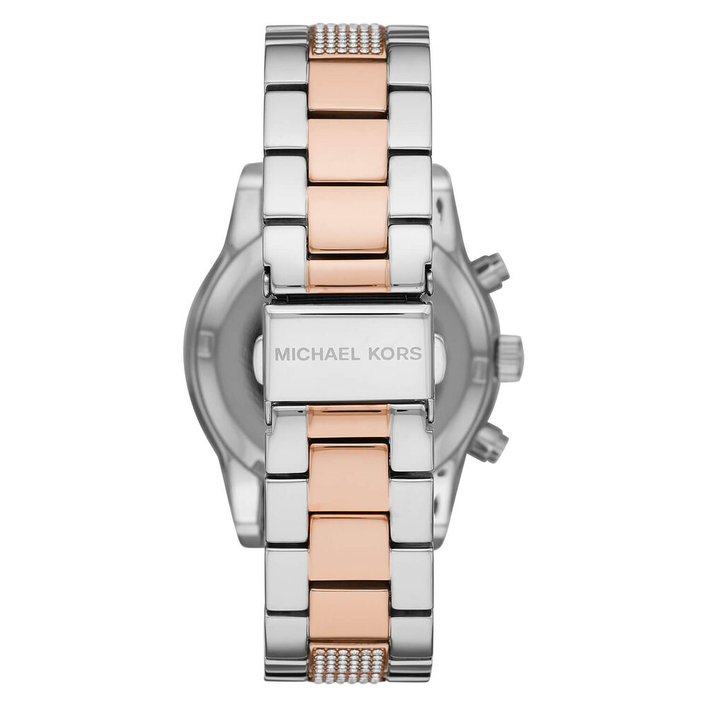 Michael Kors Ritz 37mm Mother of Pearl Cubic Zirconia Rose Gold IP & Steel Case Bracelet Watch image number 4