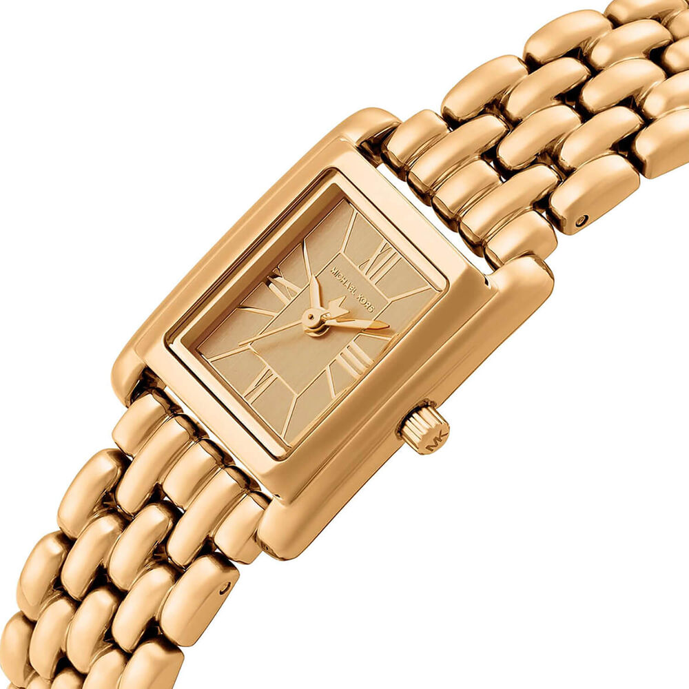 Michael Kors Petite Essex 20x27mm Gold Dial Yellow Gold Tone Stainless Steel Bracelet Watch