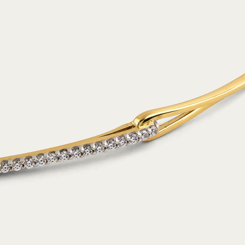 Yellow Gold Plated Sterling Silver Cubic Zirconia Bolo Bracelet