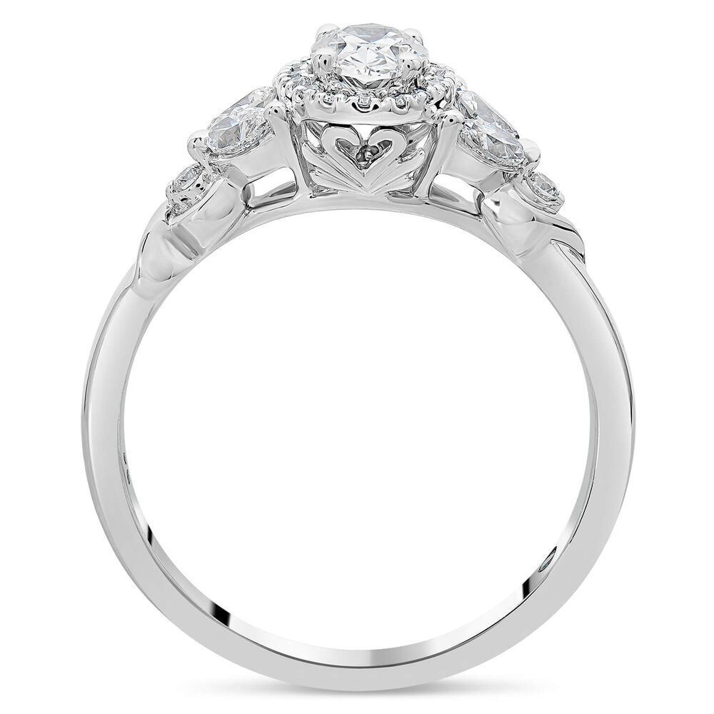 Kathy De Stafford 18ct White Gold ''Layla'' Oval Halo With Side Stone 0.75ct Ring image number 2