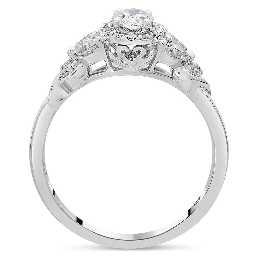 Kathy De Stafford 18ct White Gold ''Layla'' Oval Halo With Side Stone 0.75ct Ring image number 2