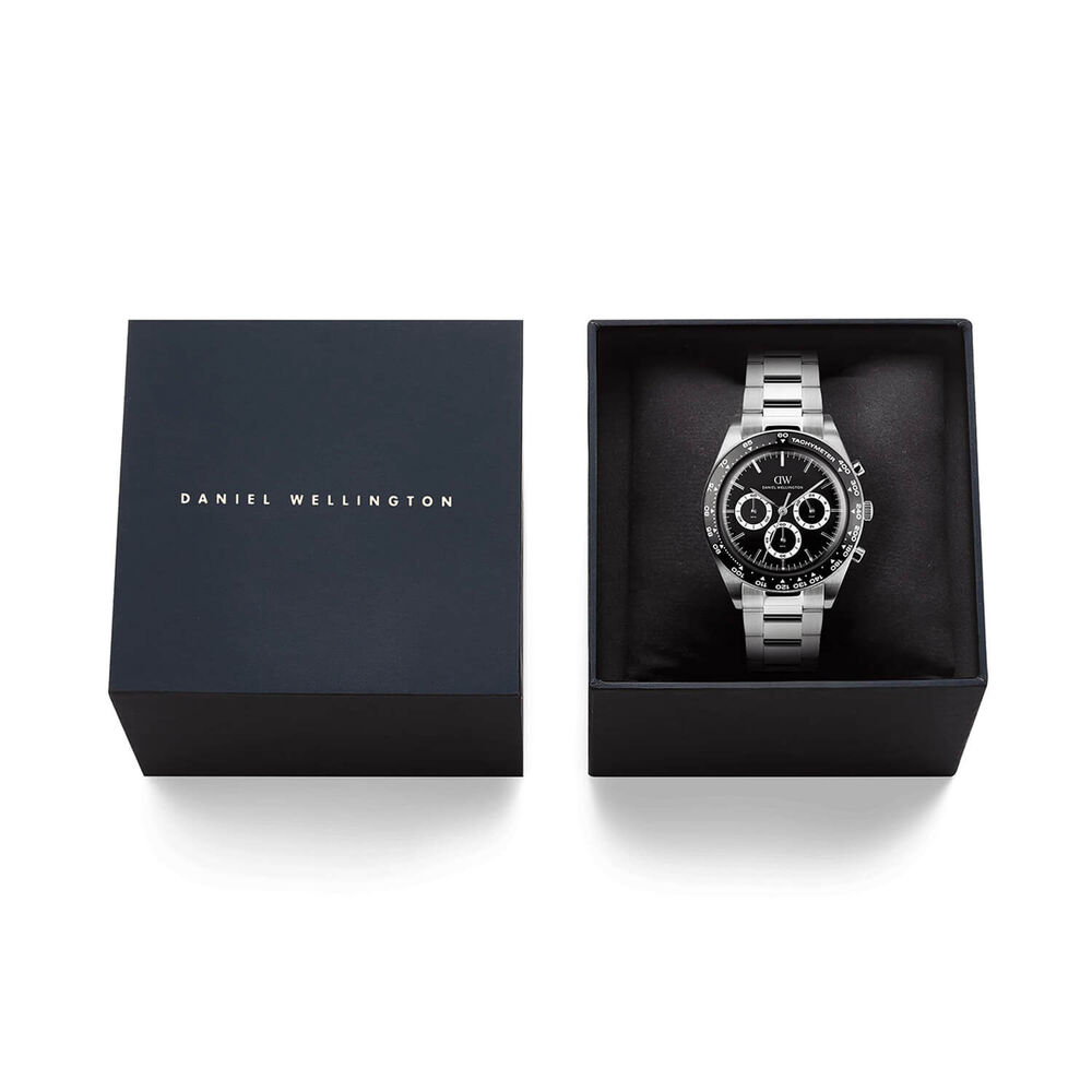 Daniel Wellington Iconic Tachymeter 42mm Black Dial Stainless Steel Bracelet Watch