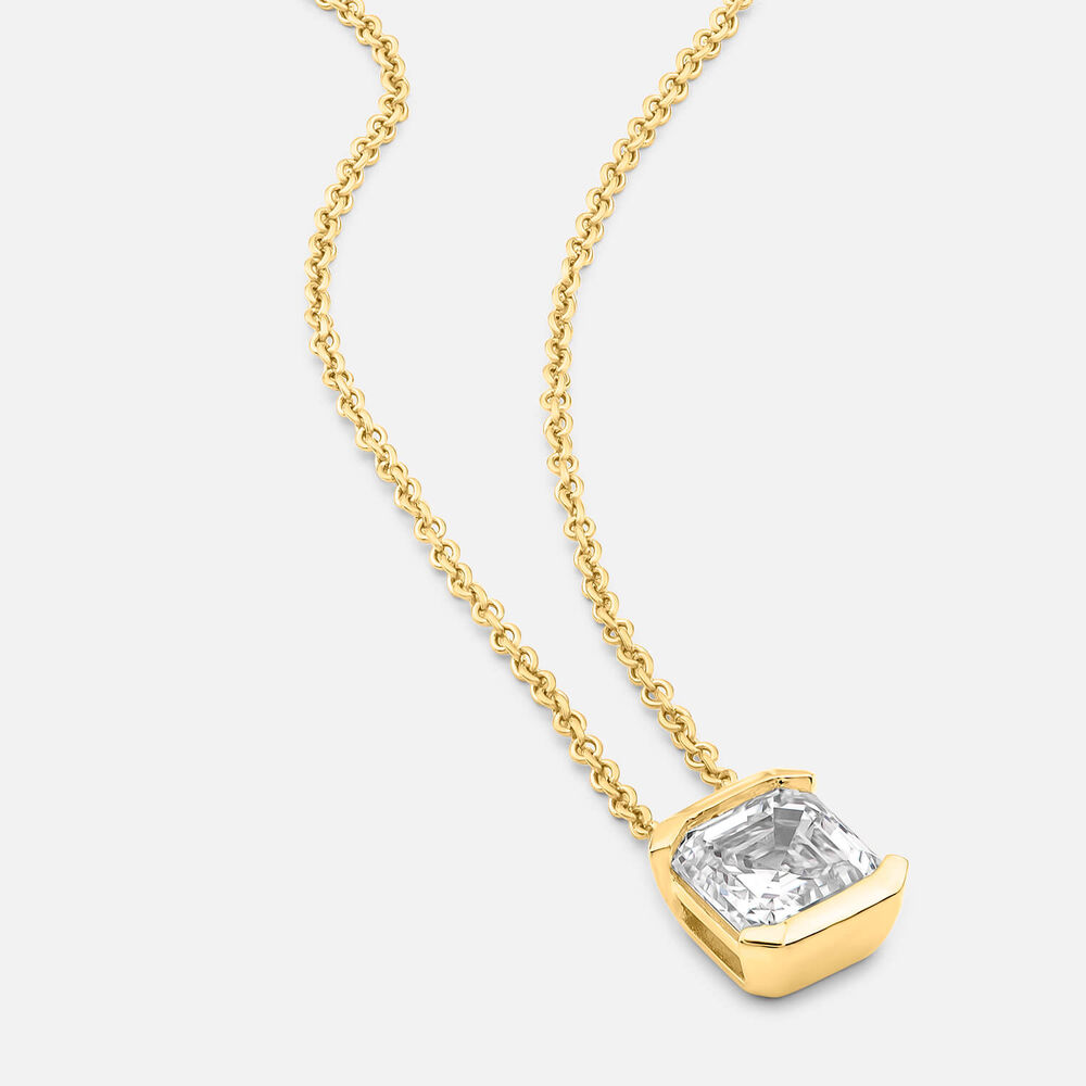 Born 1ct Classic 9ct Yellow Gold Lab Grown 1.00ct Asscher Cut Diamond Pendant
