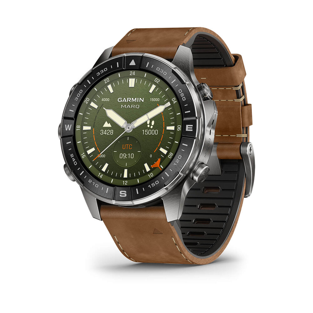 Garmin MARQ Adventurer (Gen 3) 47mm Grade 5 Titanium Case Brown Italian Leather Watch