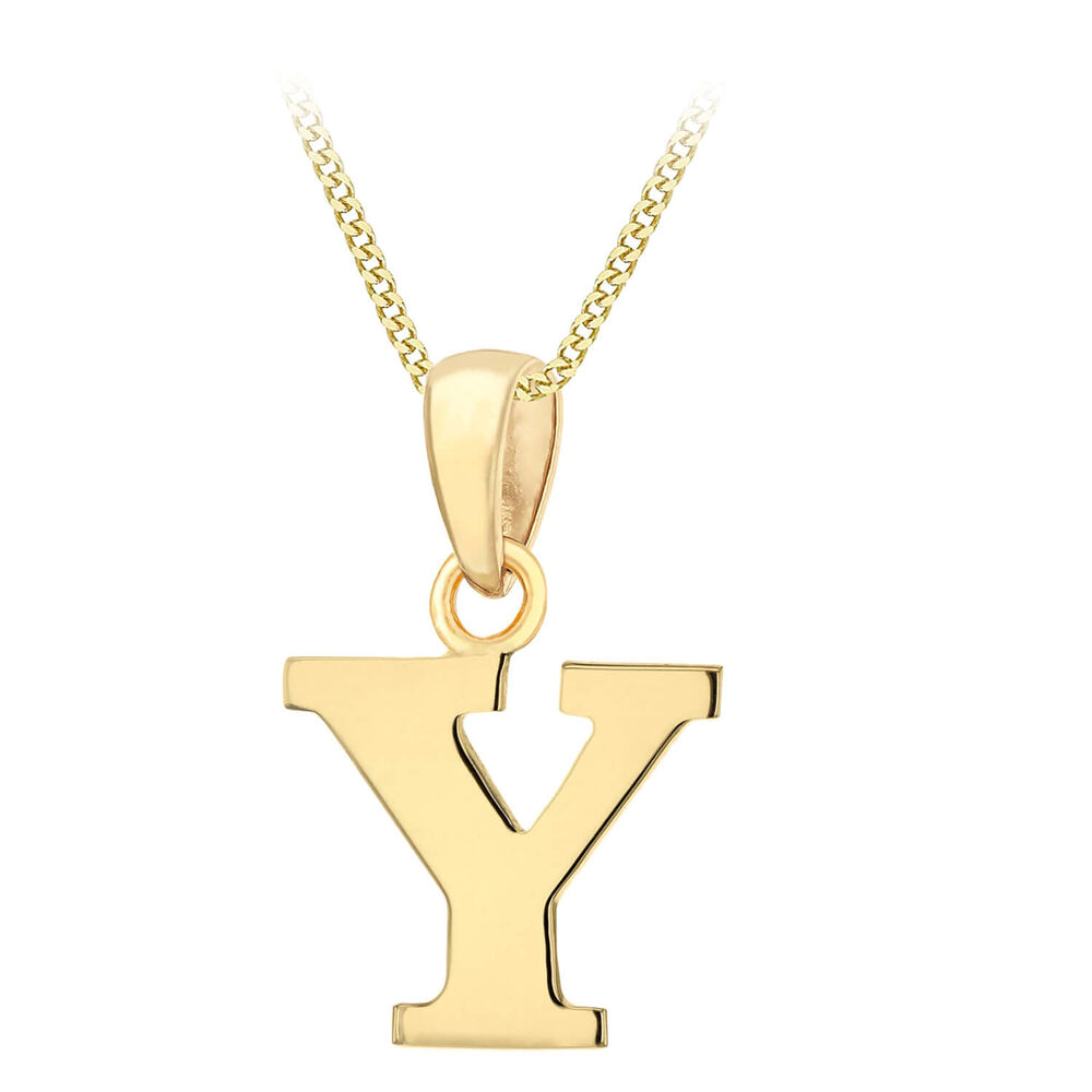 9ct Yellow Gold Plain Initial Y Pendant (Special Order) (Chain Included)