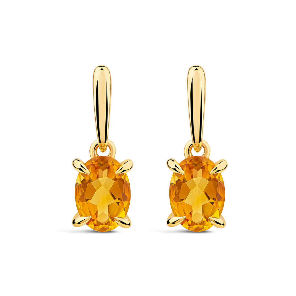 9ct Yellow Gold Citrine Drop Earrings image number 0