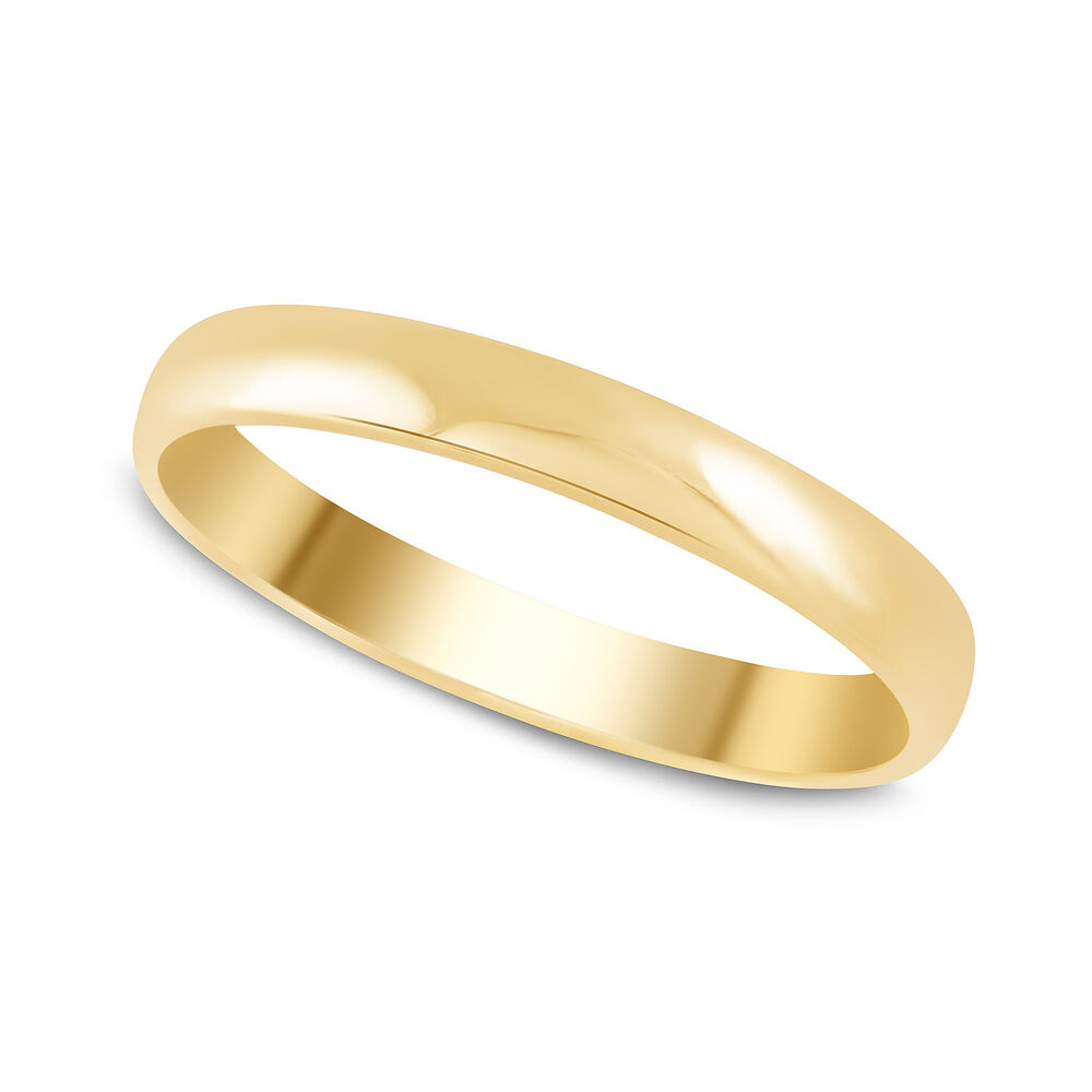 9ct Gold Polished 3mm D Shape Wedding Ring