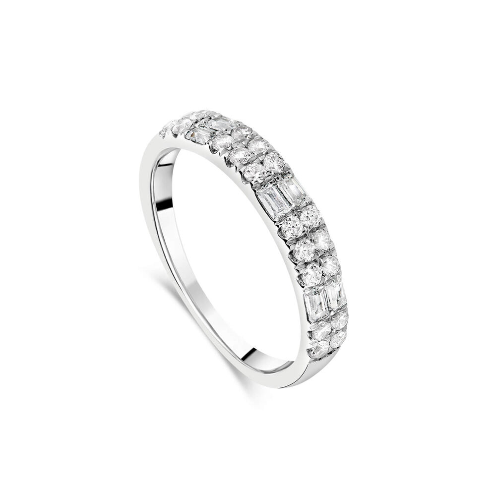 18ct White Gold Orchid Setting Double Row 0.50ct Bag Brill Diamond Wedding Ring