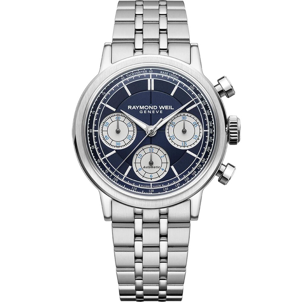 Raymond Weil Millesime Automatic Chronograph 39.5mm Midnight Blue Dial Steel Bracelet Watch