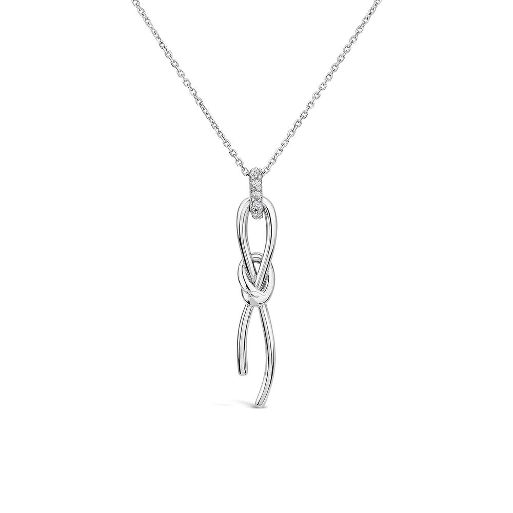 9ct White Gold Long Knot Drop Pendant image number 0