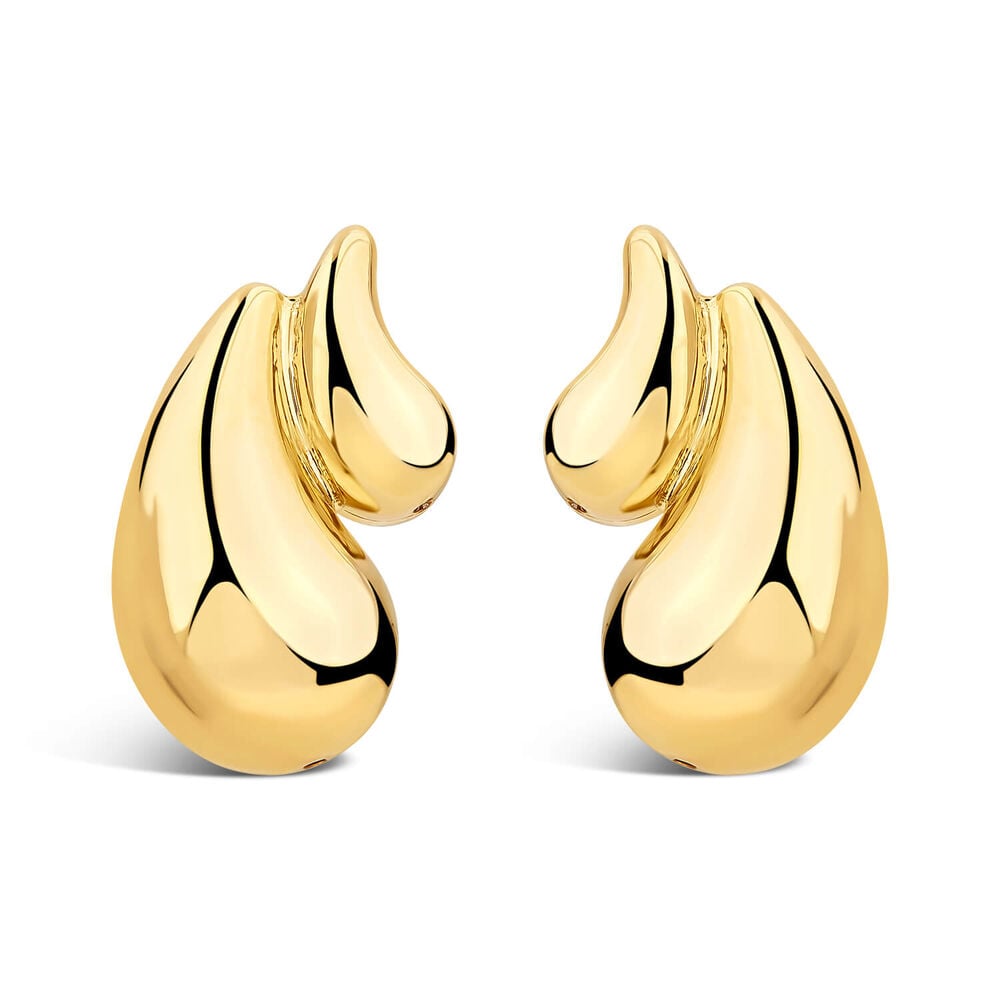 Yellow Gold Plated Sterling Silver Polished Chunky Twist Stud Earrings
