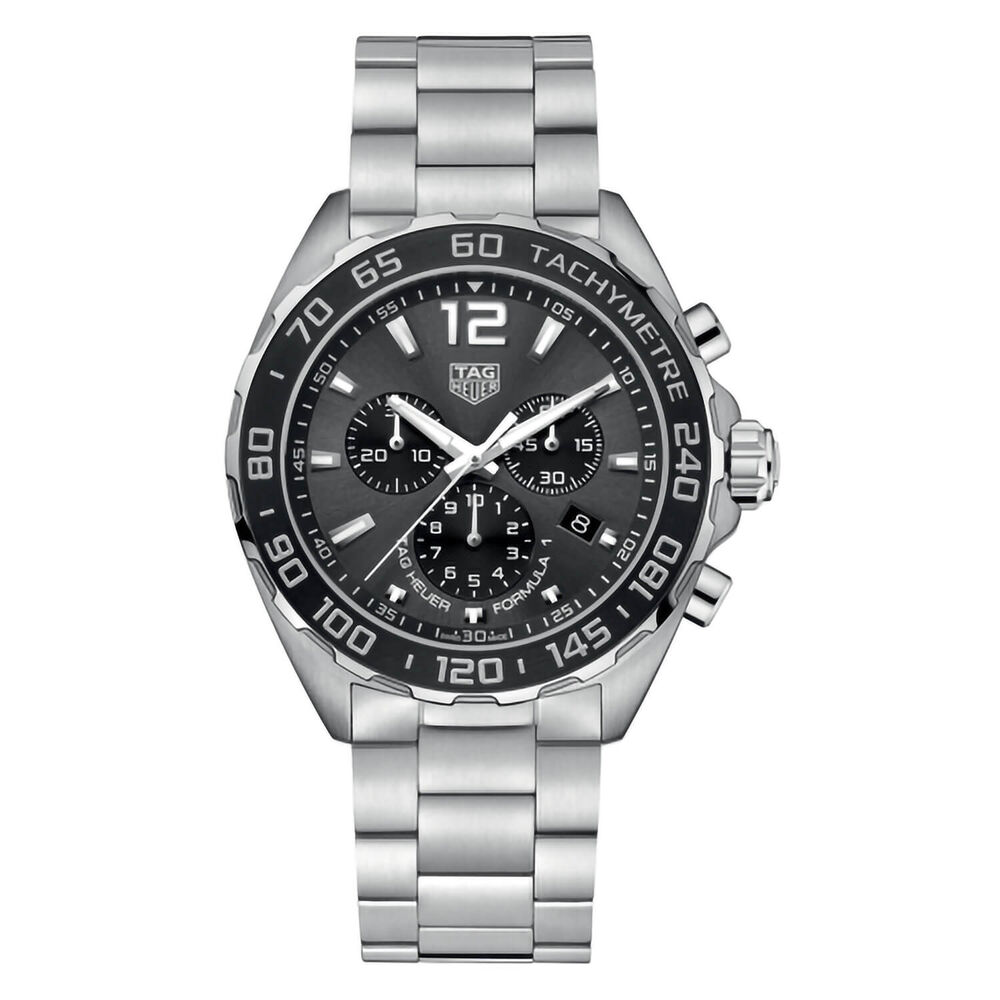TAG Heuer Chronograph Formula 1 Anthracite Dial & Bezel  Steel Case Steel Bracelet Watch