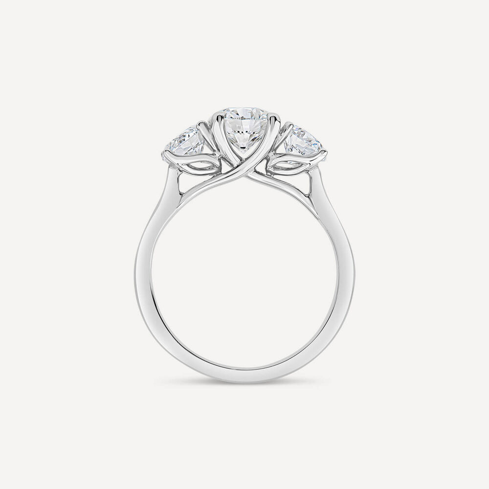 Born Platinum 2ct 3 Round Brilliant Stone Diamond Ring image number 1