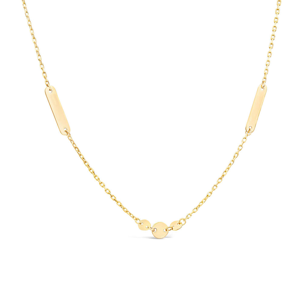 9ct Yellow Gold Polished Discs & Bar Necklet image number 0