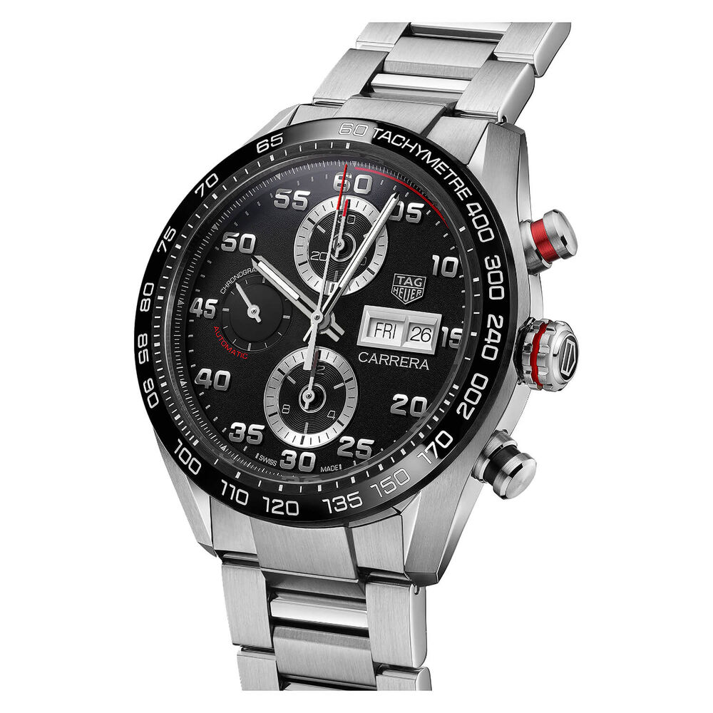 TAG Heuer Carerra Chronograph  44mm Black Dial & Bezel Stainless Steel Bracelet Watch image number 4