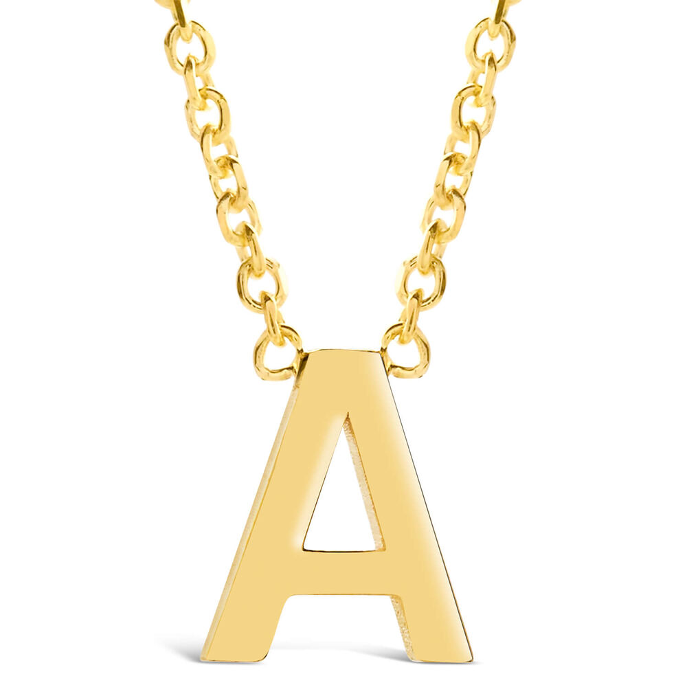 9 Carat Yellow Gold Petite Initial A Necklet (Chain Included)