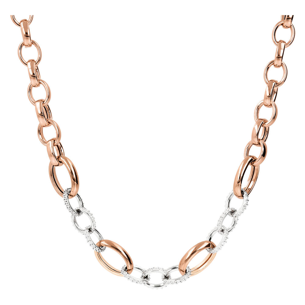 Bronzallure Cubic Zirconia Interlocking Chain Necklace