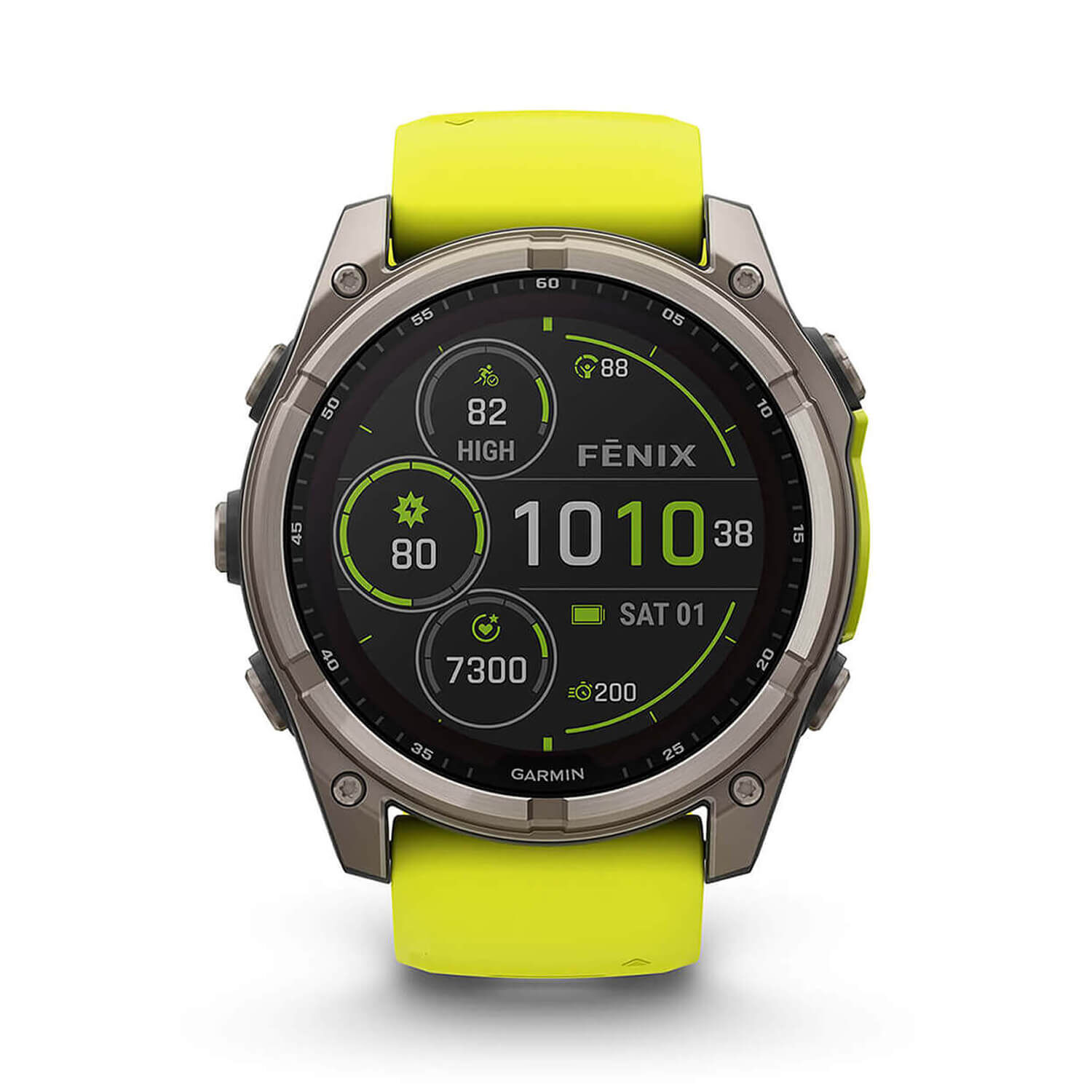Garmin fenix 8 Solar Sapphire 51mm Titanium Case Amp Yellow Graphite Silicone Strap Watch