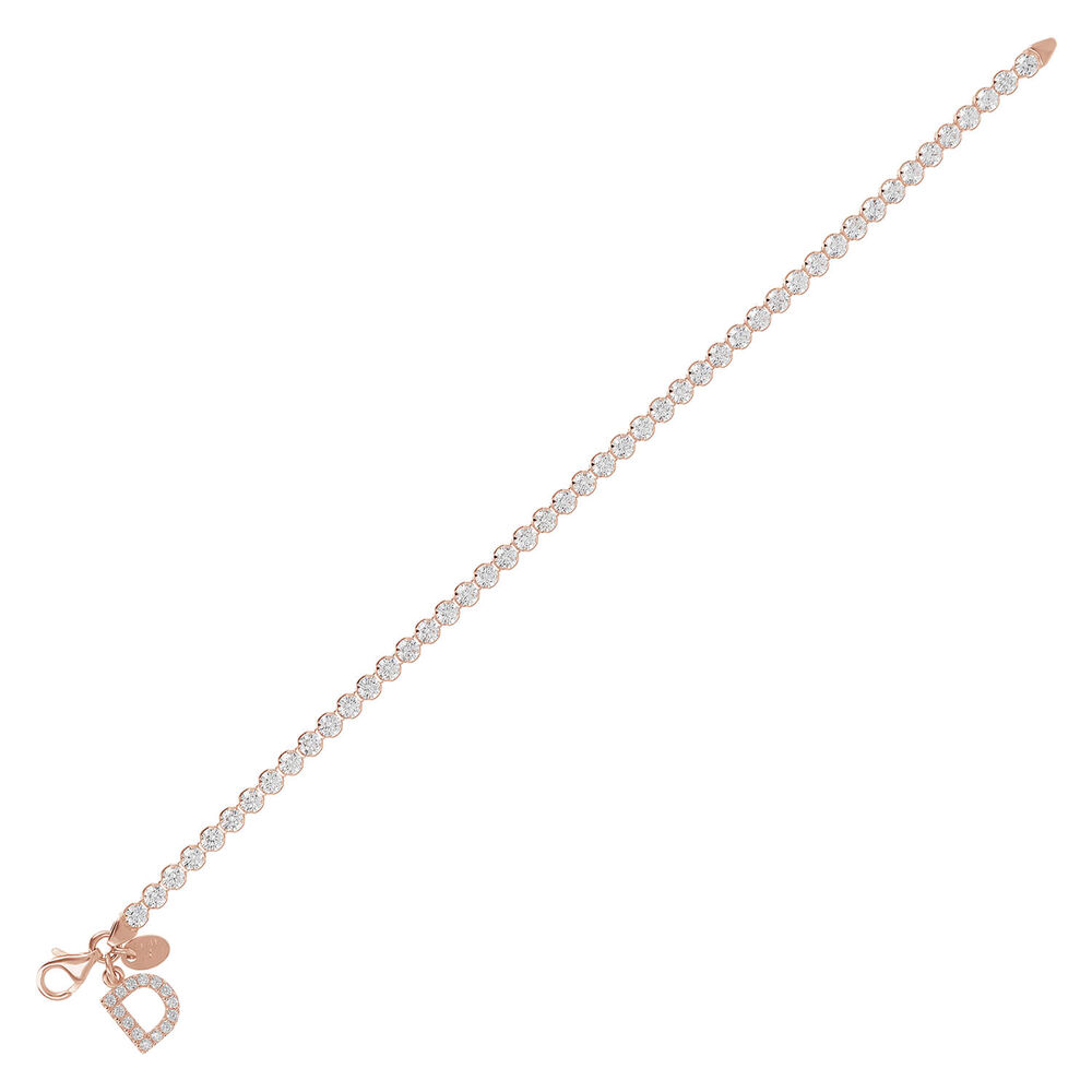 Bronzallure Tennis Gemstone With Charm Initial D Bracelet