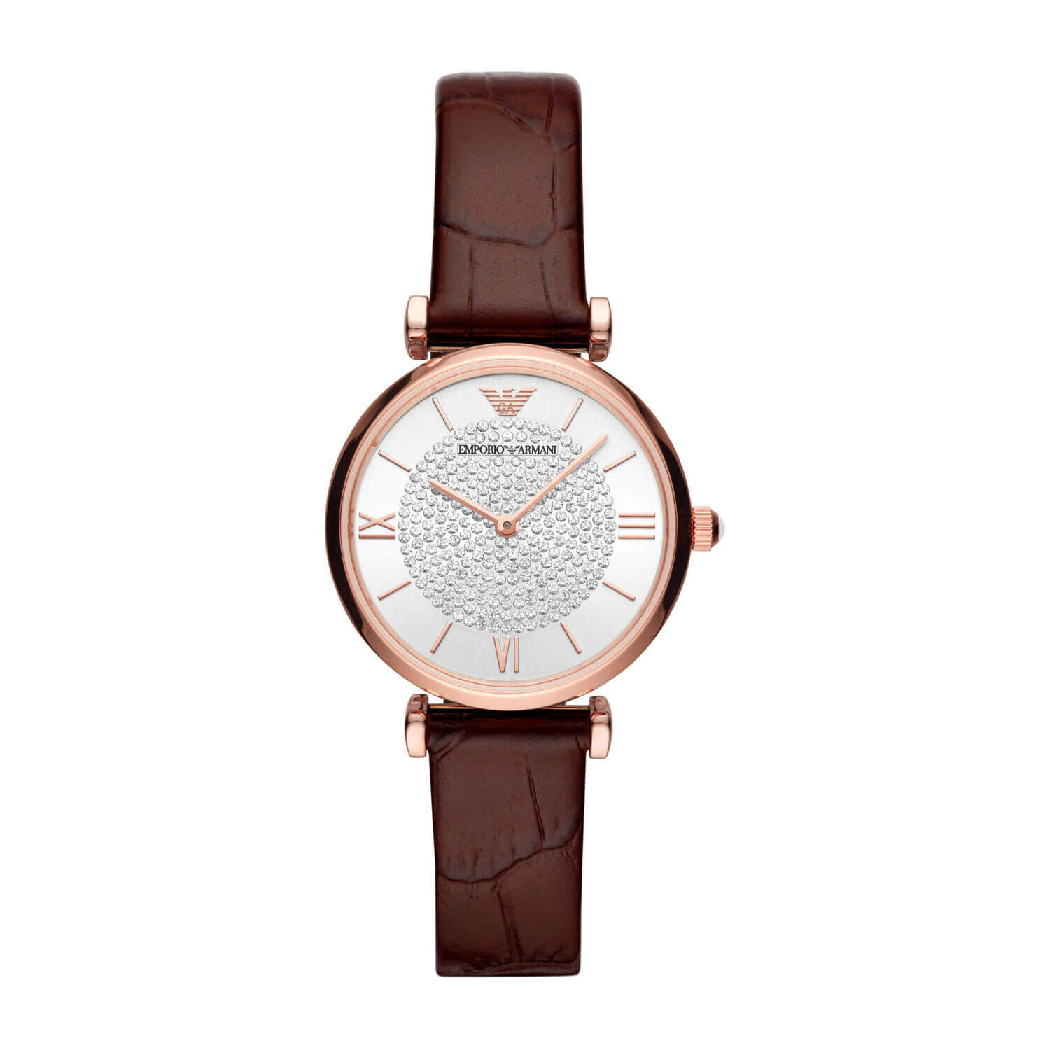 Armani rose gold watch leather strap online