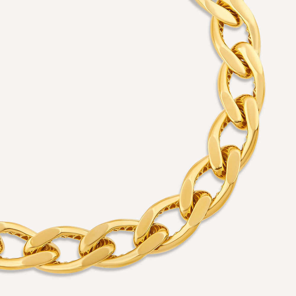 9ct Yellow Gold Fancy Diamond Cut Curved Link Bracelet image number 1