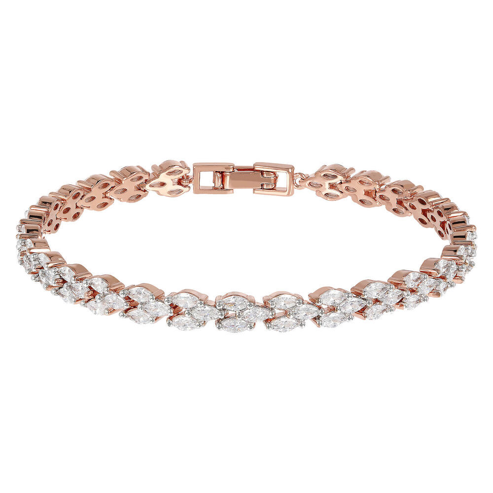 Bronzallure 18ct Rose Gold Plated Cubic Zirconia Tennis Bracelet