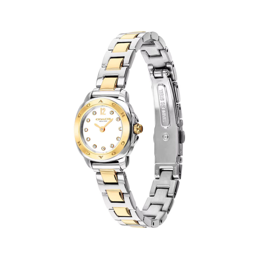 Coach Kitt 21mm White Dial Two Tone Stainless Steel Bracelet Watch
