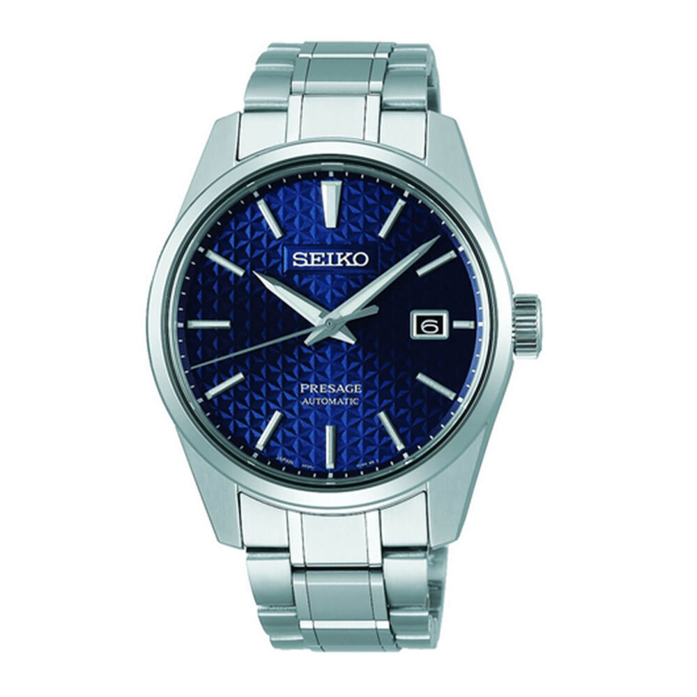 Seiko Presage Sharp Edged Series 39.3mm Blue Dial Steel Case Bracelet Watch